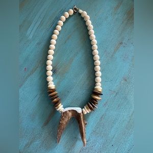 Anchor beads antler necklace